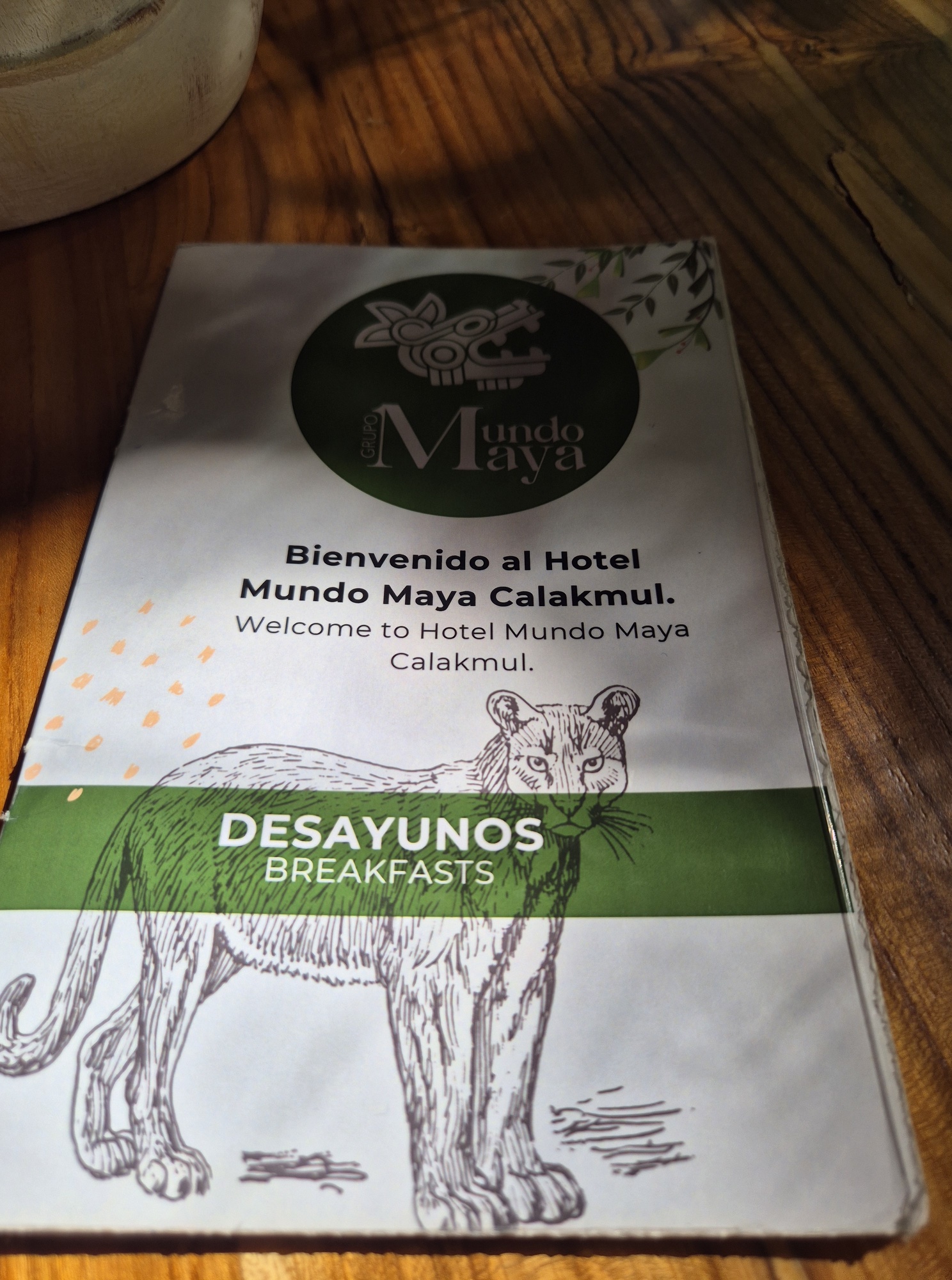 Menú de restaurante del Hotel Mundo Maya Calakmul, 12/2025